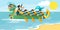 Dragon boat racing horizontal banner vector illustration
