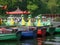 Dragon boats on boating lake