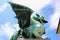Dragon bridge statue in a summer day in Ljubljana, Slovenia