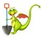 Dragon cartoon character with digging shovel