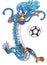 Dragon cartoon playing football