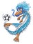 Dragon cartoon playing football