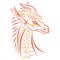 Dragon character drawn with various orange lines. Design suitable for logo