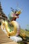 Dragon at entrance of Chedi of Wat Huay Pla Kang Temple in Chiangrai, Thailand.