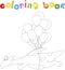 Dragon flies on balloons. Coloring book for kids.