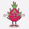 Dragon Fruit cartoon mascot character in comical grinning expression