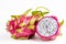 Dragon fruit isolated on white background, fresh pitahaya or pitaya