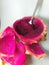 dragon fruit rind.  a spoonful of dragon fruit