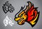 Dragon gold head emblem logo vector