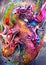 The Dragon head-colorful mixed media painting