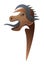 Dragon Head with Horns in realistic style. Wooden sculpture. Viking drakkar. Norway long boat.