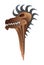 Dragon Head with Spikes in realistic style. Wooden sculpture. Viking drakkar. Norway long boat.