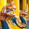 Dragon heads in Buddhist temple in Vientiane