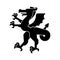 Dragon Heraldic animal silhouette. Fantastic Beast. Monster for