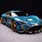 Dragon-inspired Hyper-realistic Blue And Gold Car With Exquisite Craftsmanship