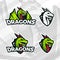 Dragon logo template. Sport mascot design. College league insignia, Asian beast sign, Dragons illustration, School team