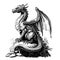 Dragon mystical sketch drawn in doodle style vector illustration