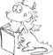 dragon reading in book cartoon - vector