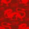 Dragon Red Mythological Creature Vector Seamless repeat textile Pattern