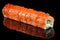 Dragon roll with salmon and red caviar