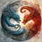 Dragon\\\'s Duel: A Fiery Clash on a Cool Canvas