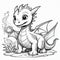 Dragon\\\'s Fury: Dive into 3D Coloring with a Fiery Baby Dragon in This Black & White Book