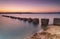 Dragon`s Teeth sea defences in Poole Harbour