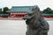 Dragon sculpture portrait at Heian shrine in Kyoto