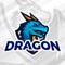 Dragon on shield sport mascot. Football or baseball patch concept. College league insignia, School team vector