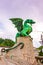 Dragon statue on Ljubljana bridge. Ancient dragon statue as guardian symbol of Ljubljana city, Slovenia capital.
