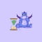 Dragon sticker emoticon sits at hourglass