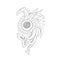 Dragon with sunflower flower. Heroic emblem. Line style.Vector illustration