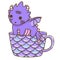 Dragon in a Teacup Illustration, Cute Digital Art, Kawaii Animal Art, Dragon Illustration