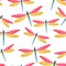 Dragonfly beautiful seamless pattern. Summer clothes fabric print with flying adder insects. Garden