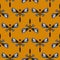 Dragonfly bold pattern on mustard yellow seamless background.