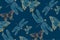 Dragonfly and butterfly seamless pattern.