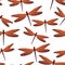 Dragonfly colorful seamless pattern. Spring clothes fabric print with darning-needle insects