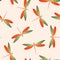 Dragonfly cute seamless pattern. Repeating clothes fabric print with flying adder insects. Close up