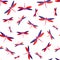 Dragonfly cute seamless pattern. Summer clothes fabric print with darning-needle insects. Graphic