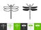 Dragonfly fly insect simple black line vector icon