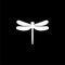 Dragonfly insect line icon on dark background
