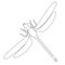 Dragonfly one line art. Insect minimal line drawing