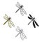 A dragonfly, a predatory insect.Dragonfly flying invertebrate insect single icon in cartoon,black style vector symbol