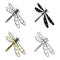 A dragonfly, a predatory insect.Dragonfly flying invertebrate insect single icon in cartoon style vector symbol stock