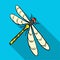 A dragonfly, a predatory insect.Dragonfly flying invertebrate insect single icon in flat style vector symbol stock