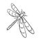 A dragonfly, a predatory insect.Dragonfly flying invertebrate insect single icon in outline style vector symbol stock