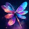 Dragonfly in the starry sky. 3d rendering, 3d illustration. AI generated