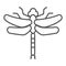 Dragonfly thin line icon, Insects concept, beautiful predatory insect with two transparent wings sign on white