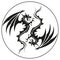 Dragons in a circle - Dragon symbol tattoo, black and white vector illustration