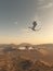 Dragons Flying Around a Desert Crater